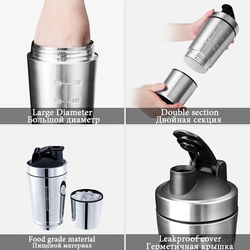 Stainless Steel Sports Shaker Water Bottle