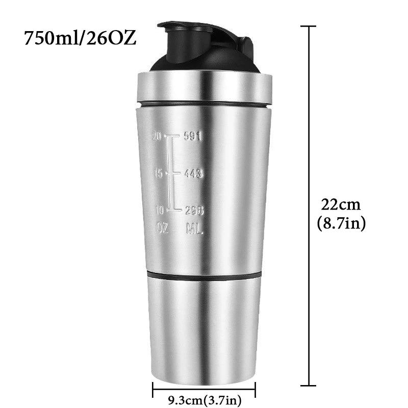 Stainless Steel Sports Shaker Water Bottle